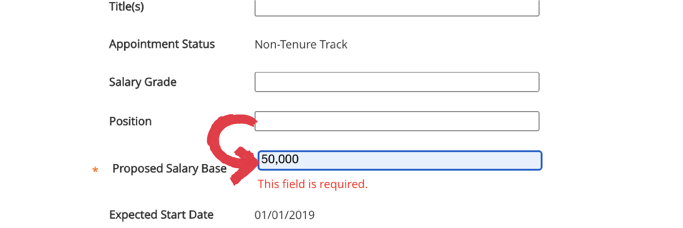 required fields